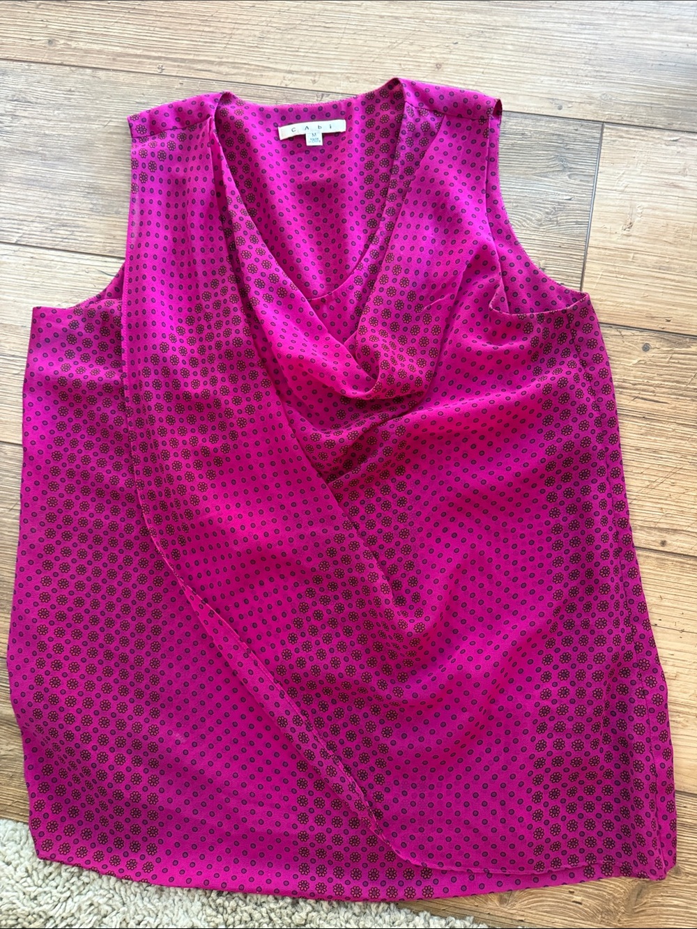 Cabi Sleeveless Draped Neck Women's Top - Fuchsia Pink